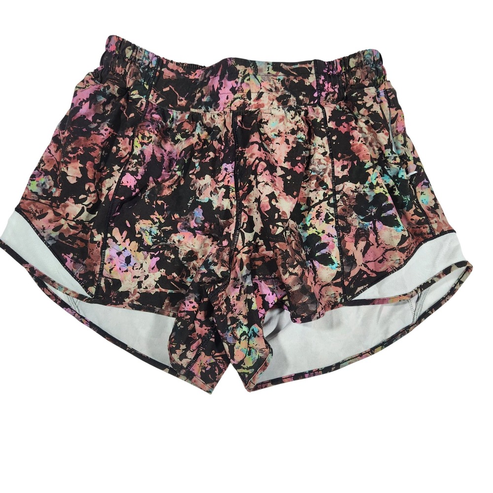 Lululemon Hotty Hot HR Lined Shorts 8 Multi Floral Abstract Athletic Running